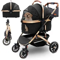 Sonstiges Hundebuggy 3-in-1 für Hunde & Katzen bis 30 kg, Schwarz, 39.8x77x102cm