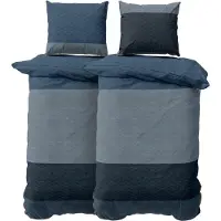 OEM Bettwäsche-Set 135x200 cm, 4-teilig, Baumwolle, Reißverschluss, blau
