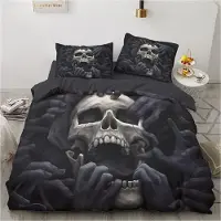 Merkloos Omgoods – Totenkopf-Bettwäsche-Set, 220 x 240 cm, mit 2 Kopfkissenbezügen