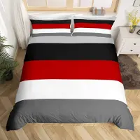 OEM Bettbezug-Set Doppelbett, geometrische Streifen, 3-teilig, Polyester