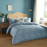 OEM Bettwäsche-Set Super King 260x220 cm 100% Baumwolle Blau