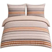 OEM Bettwäsche 200x200 cm Renforcé Taupe Streifen Wendebettwäsche