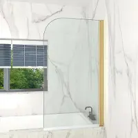 OEM Duschwand für Badewanne, 80x140 cm, Gold, 5 mm Glas