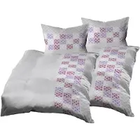 OEM Bettwäsche-Set 4-tlg., 2x 140x200 + 2x 70x90 cm, kariert, lila-grau
