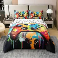 OEM Kinder-Bettbezug-Set Gamepad 100% Baumwolle Kingsize schwarz/rot