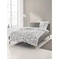 OEM Flanell Bettwäsche 155x220 cm + Kissen 80x80 cm, Beige