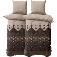 OEM Bettwäsche-Set 4-teilig 135x200 cm, 2 Kissenbezüge 80x80 cm, Baumwolle, braun