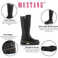 Mustang Damen Stiefel mit profilierter Plateau-Sohle und Blockabsatz 36M0062001, Größe:41 EU, Farbe:Schwarz