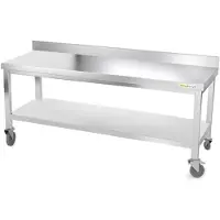 GOLDINOX Arbeitstisch aus Edelstahl, Unterbau 2000 x 500 mm, mit Rollen, -