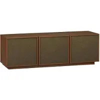 Sweeek - TV-Möbel 3 Türen Holzdekor und Stoff 140cm - Nussbaumfarben