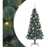 vidaXL Künstlicher vorbeleuchteter Weihnachtsbaum mit Kugelset Grün