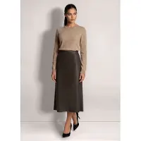 MADELEINE Maxirock "Rock A-Linien-Rock aus Lederimitat", Damen, Gr. 34, braun, Modern, A-Linie, Röcke Maxirock
