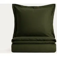Homla MILO-Bettwäsche, einfarbig, Satin, mit Paspel, olivgrün, 160 x 200 + 2 x 70 x 80 cm