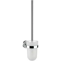 Emco polo Toilettenbürstengarnitur, satiniertes Kristallglas, Stiel, chrom, 071500100
