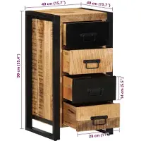 vidaXL Schubladenschrank 40x40x75 cm Raues Massivholz Mango