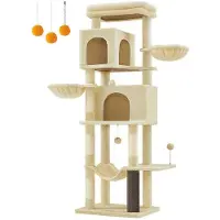 BellaFurn Kattenkrabpaal - kattenboom - krabpaal - spaanplaat - pluche - sisal - 57 x 45 x 175 cm