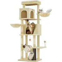 BellaFurn Mehrstöckiger Kratzbaum – 2 Löcher – Sisal – 57 x 45 x 175 cm