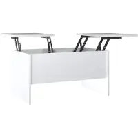 Merkloos Verstellbarer Couchtisch, Hochglanzweiß, 80x50x42,5 cm