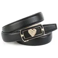 Anthoni Crown Ledergürtel , Damen, Gr. 95, schwarz, Leder, unifarben, Gürtel Ledergürtel, mit aufwendiger Schmuck-Schließe, Herz, Glitzersteine
