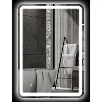 HOMCOM Badspiegel, 70 x 100 cm LED Badezimmerspiegel mit 3 Lichtfarben, IP44