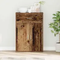 Merkloos Antiker Holz-Sideboard mit 2 Türen und Schubladen