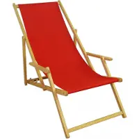 Erst-Holz Gartenstuhl rot Buche hell klappbar Sonnenliege Relaxliege Strandstuhl Klappstuhl 10-308 N