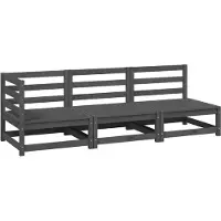 vidaXL 3-tlg. Garten-Lounge-Set Grau Kiefer Massivholz