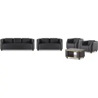AEA Komplett-Set 3-Sitzer 2-Sitzer Sessel Couchtisch Ledersofas Leder Holz