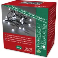 OEM LED-Kugellichterkette, 50 kaltweiße Dioden, Timer, batteriebetrieben, Innen