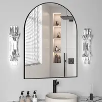 OEM Gebogener Wandspiegel 102x75 cm, schwarzer Metallrahmen, modern