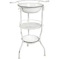 OEM Waschtisch Metall antik weiß 56x85x40 cm mit 2 Schalen