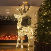 Dripio LED-Weihnachtsrentier 1,2 m, weiß-gold, warmweiß, Innen/Außen