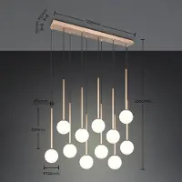 TRIO Hängelampe Firano, goldfarben, Länge 129 cm, Metall,11-flg.