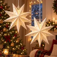 Dripio Weihnachtssterne beleuchtet mit Timer, weiß, 35 cm
