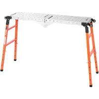 Vevor 2-in-1 Schweißplattform & Schweißtisch 1397x355,6mm 500kg Tragkraft, Klappbare Werkbank aus Stahl für Werkstatt Garage Baustelle, mit 4 Rollen 12 Werkzeugschlitzen & 14mm Befestigungslöchern