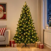 Syfax Künstlicher klappbarer Weihnachtsbaum 210 cm 300 LEDs