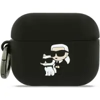 Karl Lagerfeld Silikonhülle Karl&Choupette Head 3D für AirPods Pro 3, Schwarz