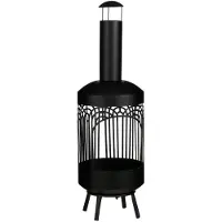 Mica Decorations Feuerkorb Schwarz - Feuerschale aus Eisen mit durchbrochenem Design - Stabiler Feuerkorb für Terrasse und Garten - Höhe 132 x Durchmesser 40 cm - Schwarz