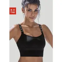 LASCANA Sport-BH ACTIVE, Damen, Gr. 85, Cup E, schwarz, Microtouch, Obermaterial: 76% Polyamid, 24% Elasthan, BHs Sport-BH, ohne Bügel in Longform – ideal für Yoga, Sport-Top