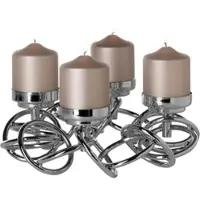 Fink Kerzenleuchter "SONETTE", silber (silberfarben), H:18cm Ø:33cm, Aluminium, Edelstahl, Glas, Kerzenhalter, Kerzenleuchter, Adventskranz, Leuchterkranz, 4-flammig, vernickelt, mit Glas
