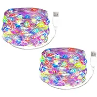 Dripio LED-Lichtschnur 5 m, 50 mehrfarbige LEDs, USB, 2 Stück