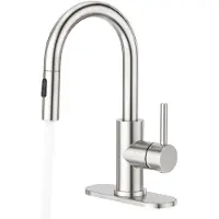Crea Badezimmer-Wasserhahn Einhebel Ausziehbar gebürstetes Nickel 2 Modi