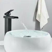 Sonstiges Wasserfall-Waschbeckenarmatur Edelstahl Messing Schwarz Wassersparend Einhebelmischer Heiß Kalt
