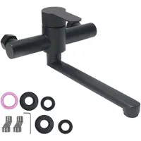 Sonstiges Küchenarmatur Wandmontage 23cm Auslauf Edelstahl 360° drehbar Einhebelmischer Schwarz