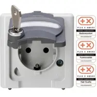 Kopp 103512000 BLUE ELECTRIC - Schutzkontakt-Steckdose mit Klappdeckel und Sicherheitsschloss (Nr. 11), Farbe: grau
