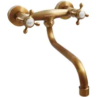 Sonstiges Küchenarmatur Wandmontage Zweigriff Messing Antik 25.5 cm Ausladung 360° schwenkbar