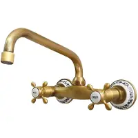 Sonstiges Küchenarmatur Wandmontage Messing Antik Vintage, 23cm Auslauf