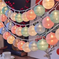 Dripio LED-Lichterkette mit Baumwollkugeln, 3 m, 20 LEDs, batteriebetrieben