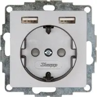 Kopp 296415009 HK02 - Schutzkontakt Steckdose, 1-fach, Unterputz, 2 USB Ladebuchsen, Farbe: anthrazit