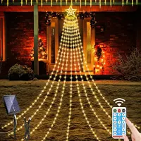 Dripio Solar-Weihnachtsbaumbeleuchtung, Stern, 9 Stränge, 350 LEDs, warmweiß